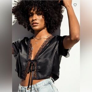 Vintage Gothic Princess Polly Tie Up Top Black